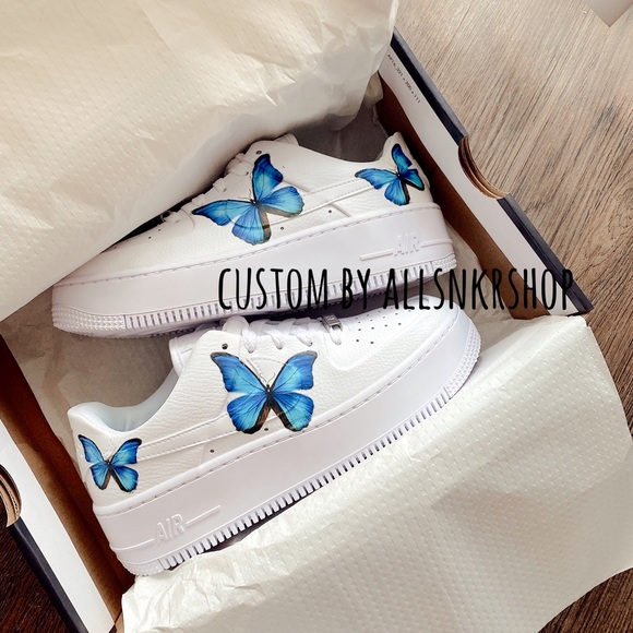 Nike Shoes - Nike air force low sage custom butterfly